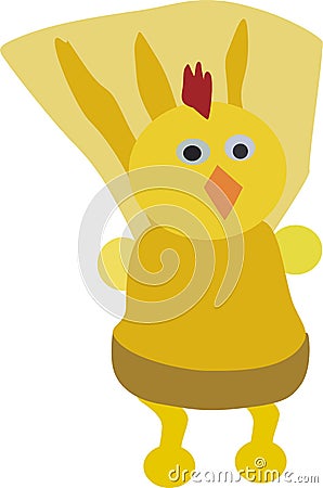 Bird chicken rooster yellow,with a large tail,isolate on a white background Stock Photo